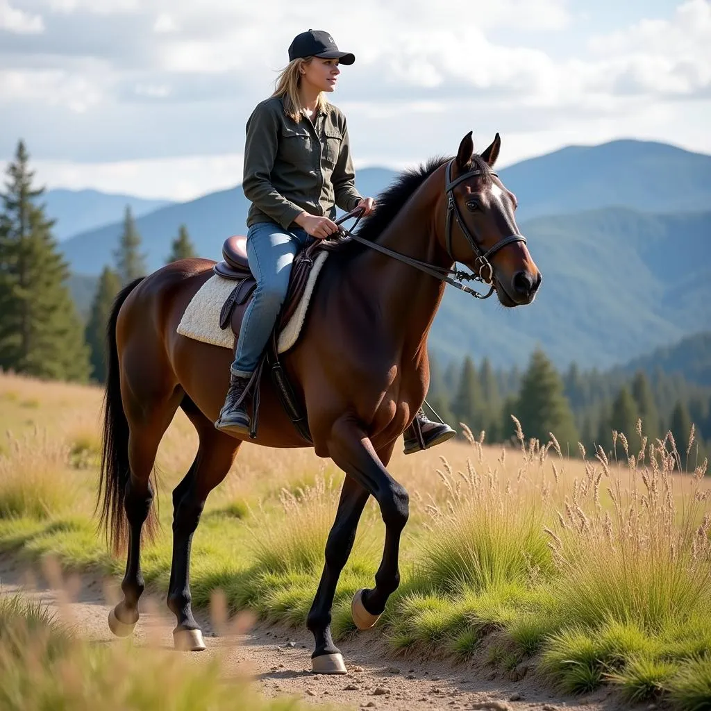 Sidewinder horse riding on a trail