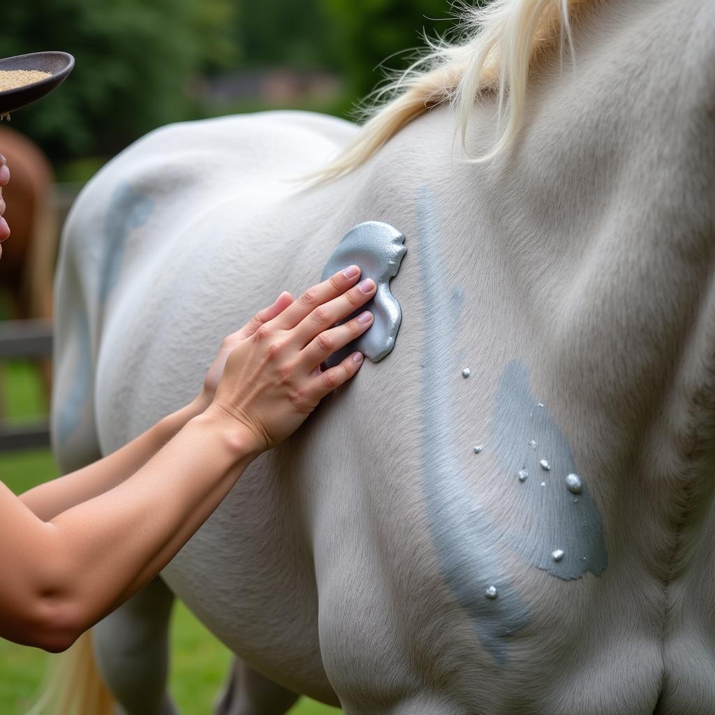 Applying Silver Cream to a Horse