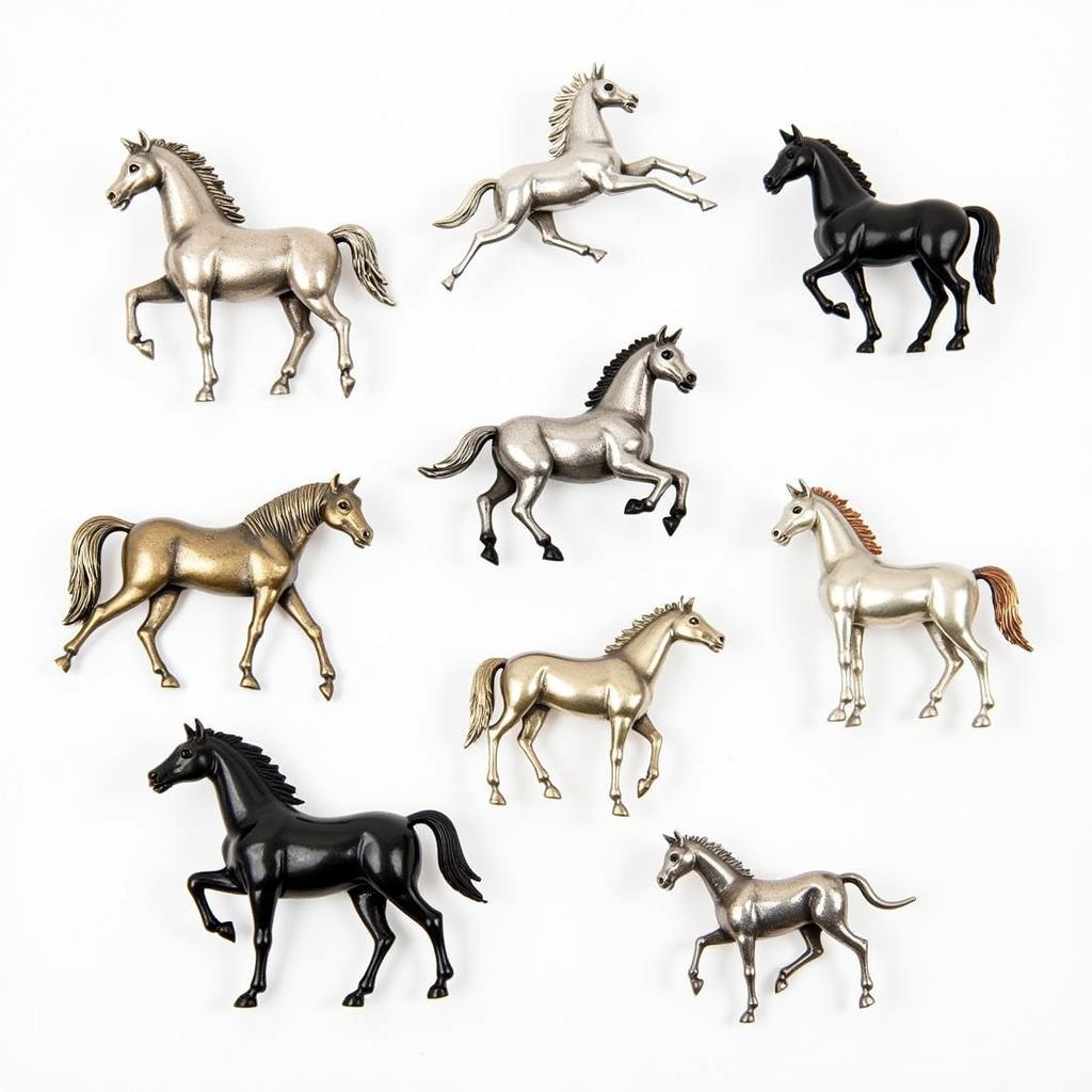 Different Styles of Silver Horse Brooches