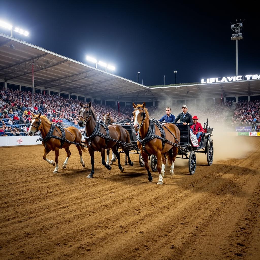 Teams compete in the Six Horse Hitch World Finals