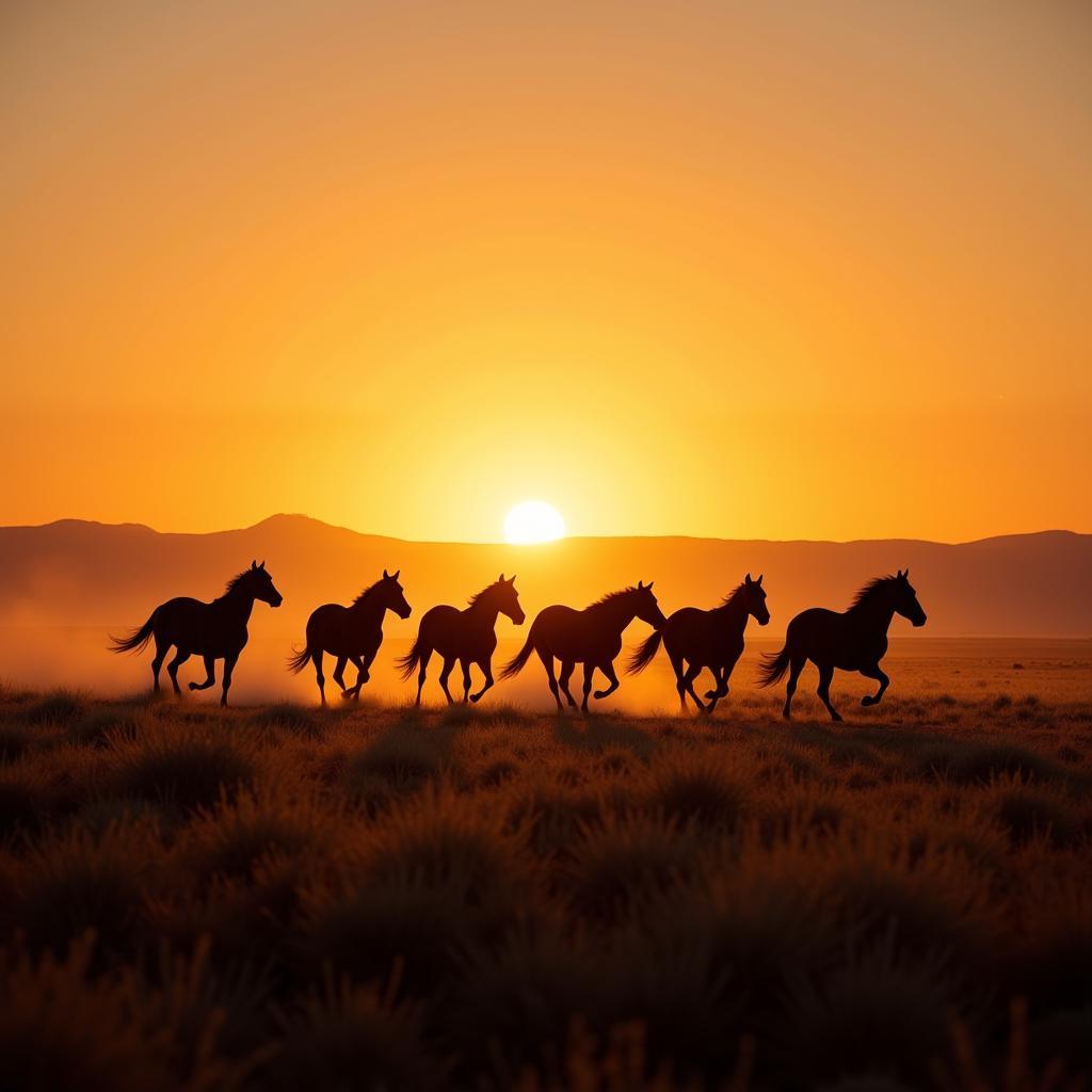 Wild Mustangs Running Free in the American West