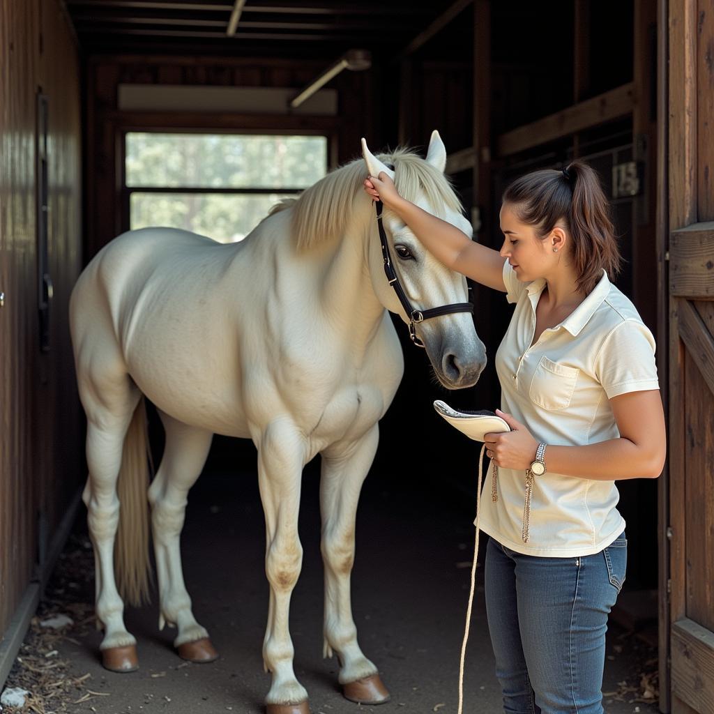 Grooming a Soapstone Horse