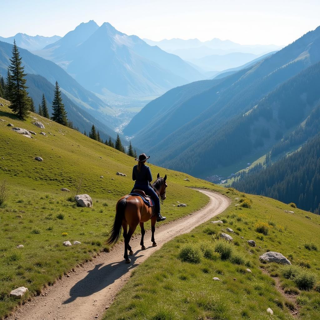 Solo Horseback Rider on a Mountain Trail