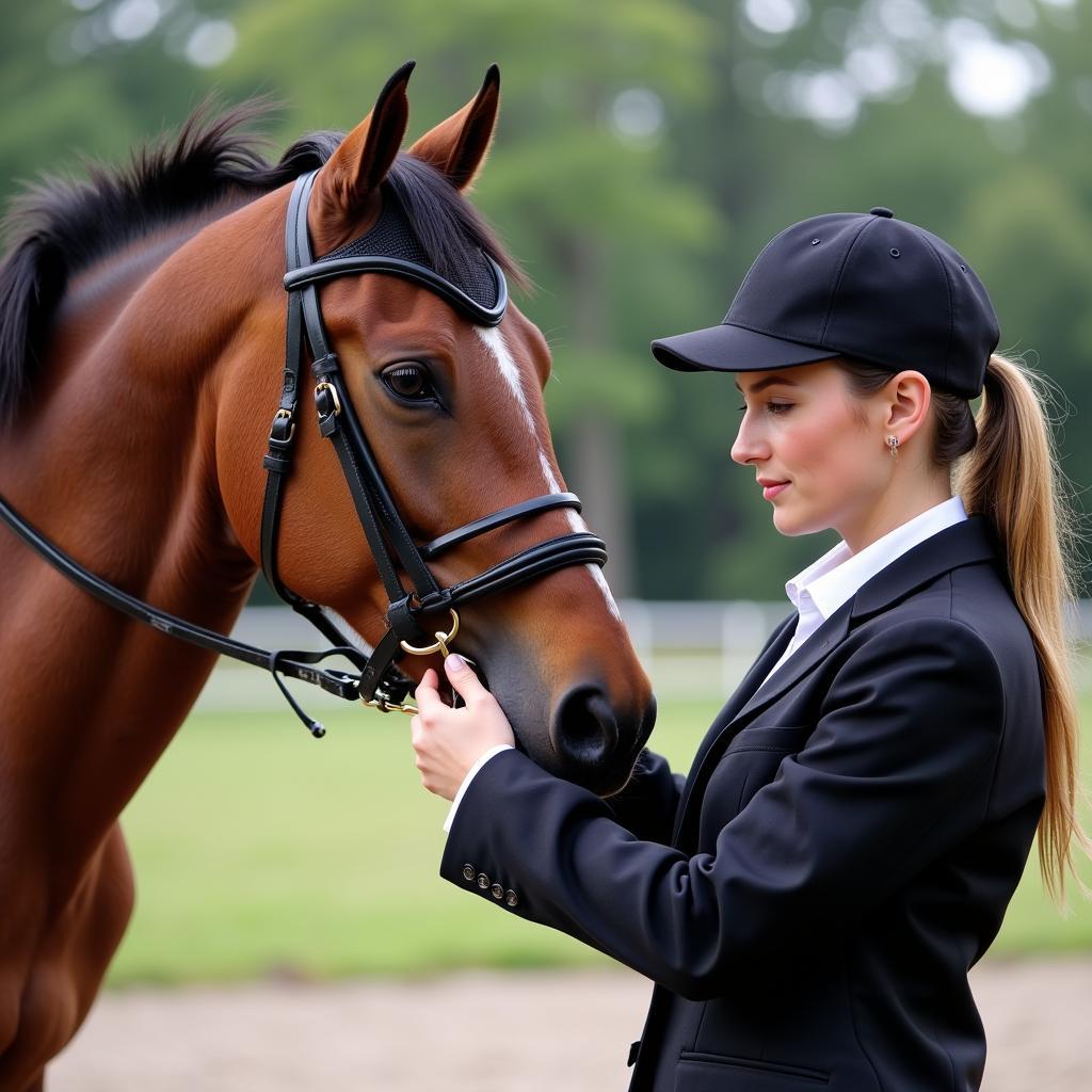 Experienced Rider Using a Spanish Noseband on a Lusitano Horse