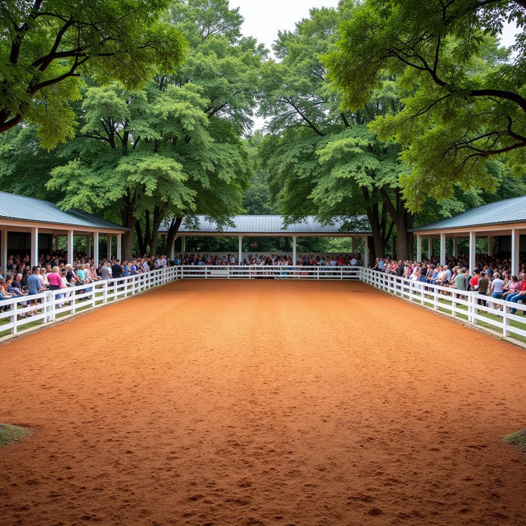 Horse show arena with tanbark footing