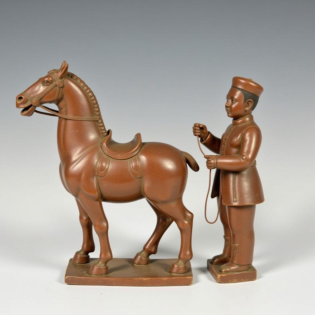 Pottery Tang Dynasty Horse Sculpture with Groom