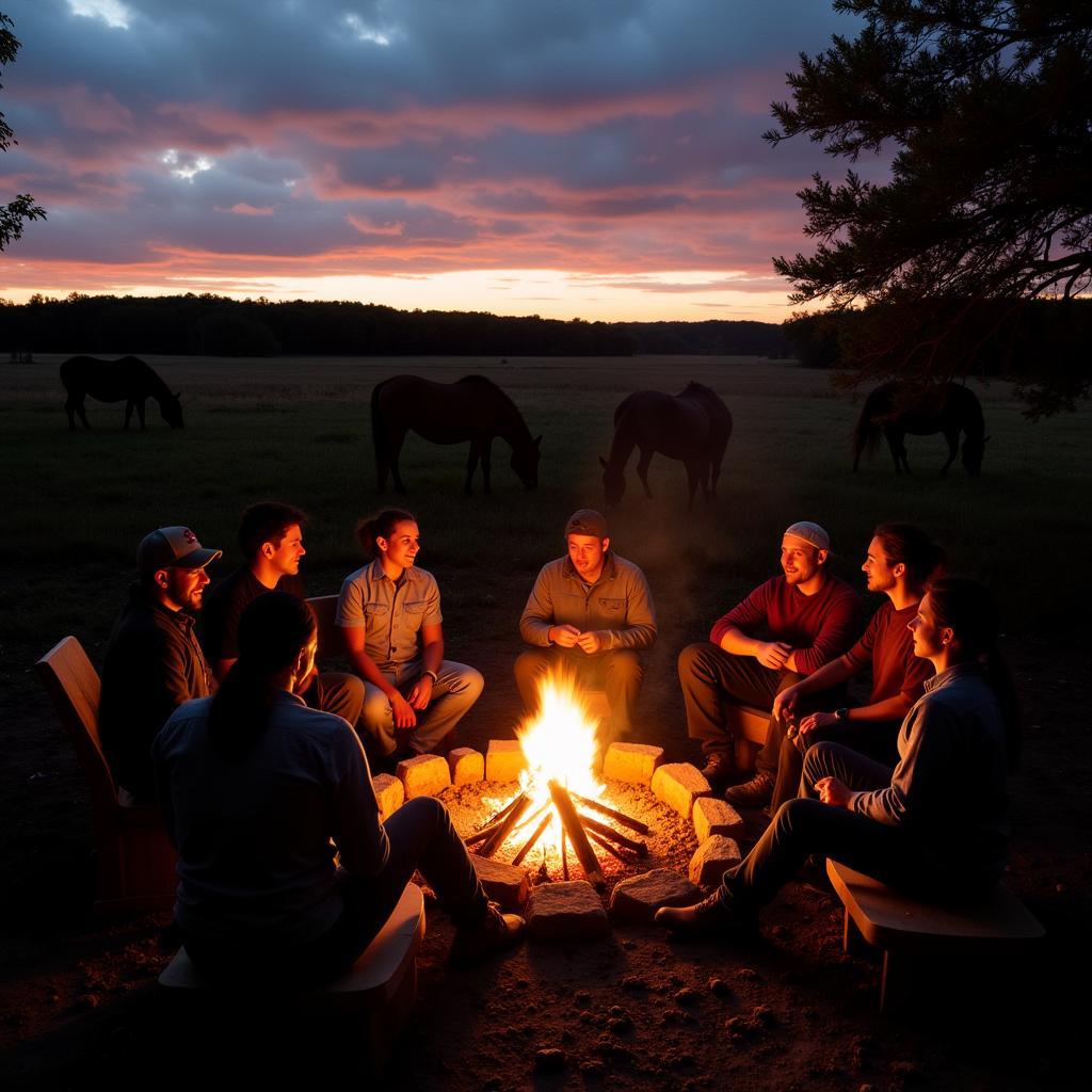 Campfire at a Texas Horse Camp