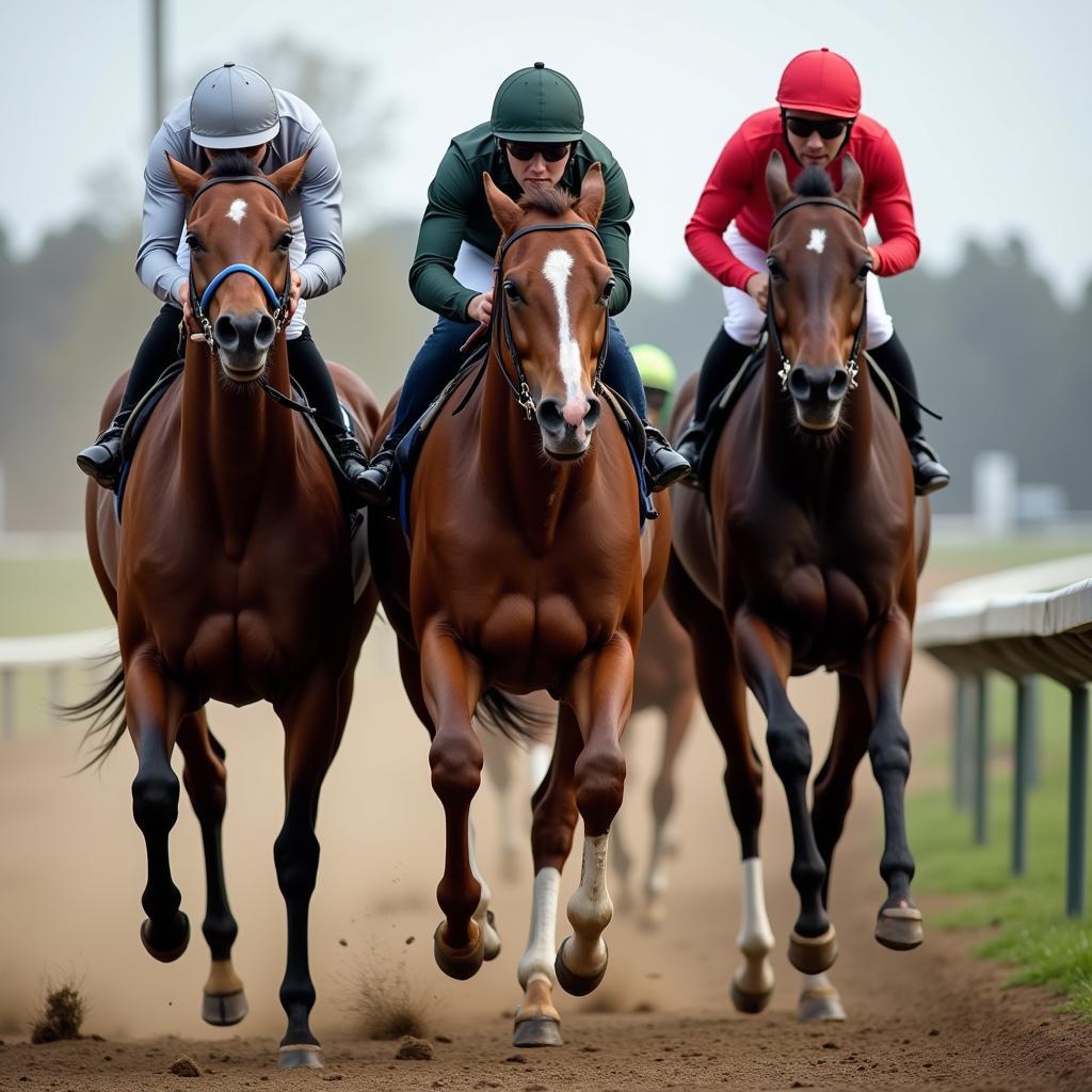 Thoroughbreds Racing at the Finish Line