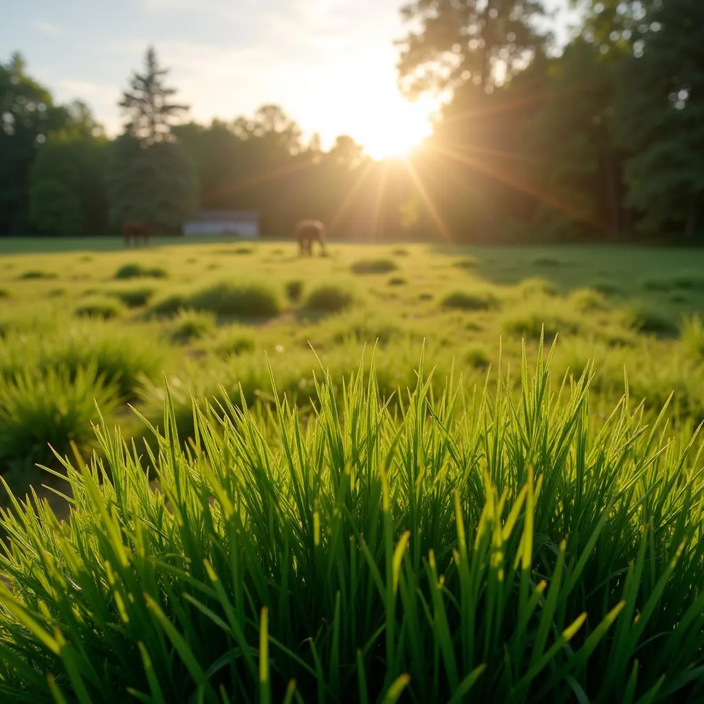 Timothy grass growing in a horse pasture