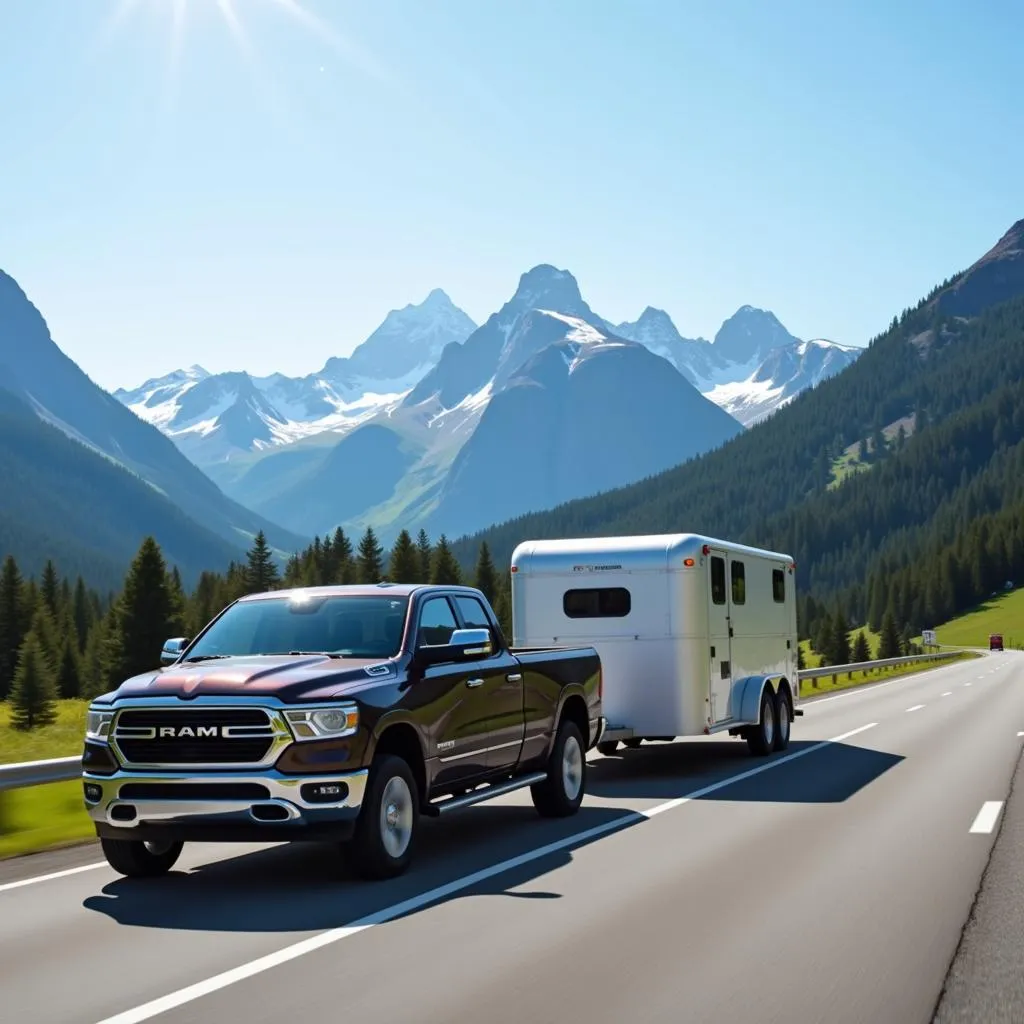 Towing a Horse Trailer on a Scenic Highway