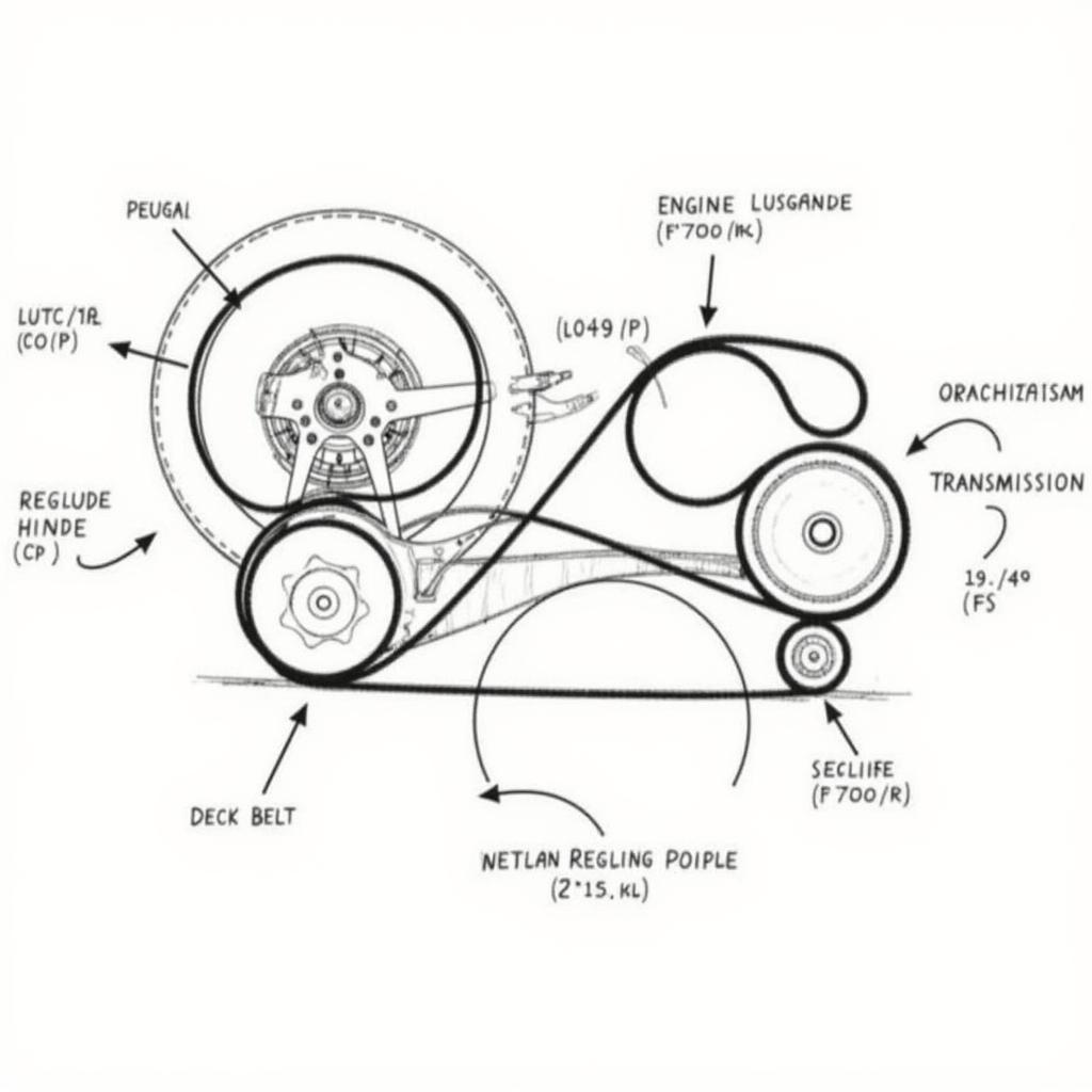 Diagram of Troy Bilt Horse Mower Belt System