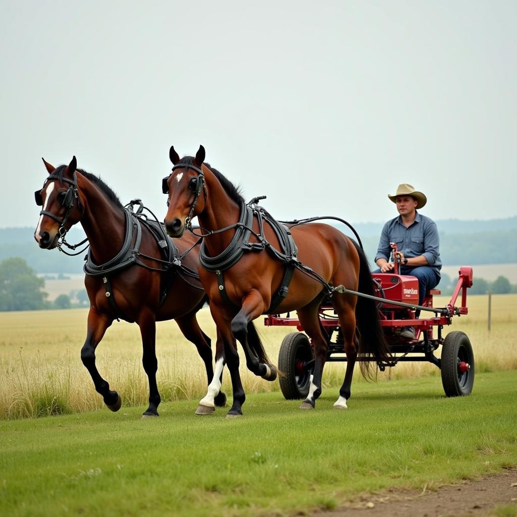 Horse-Drawn Tilling in Action