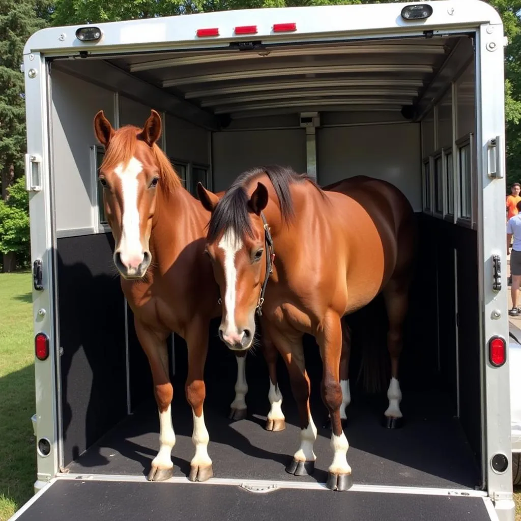 Loading Horses into Aluminum Trailer