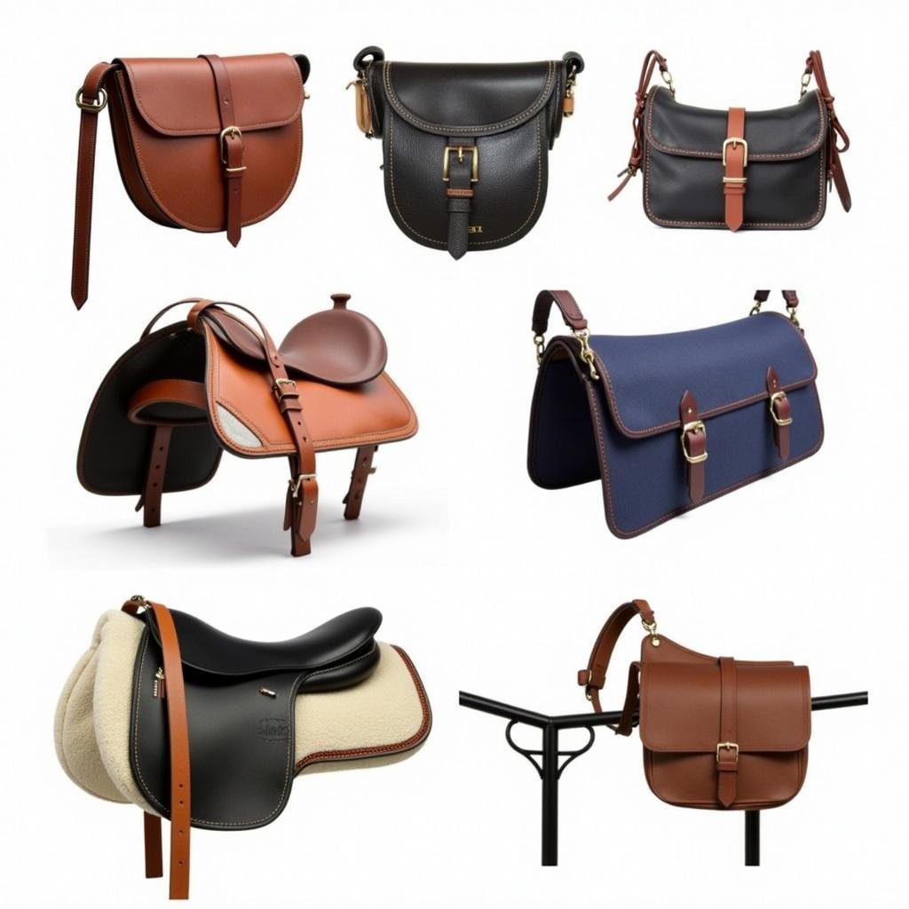 Different types of harness bags for horses