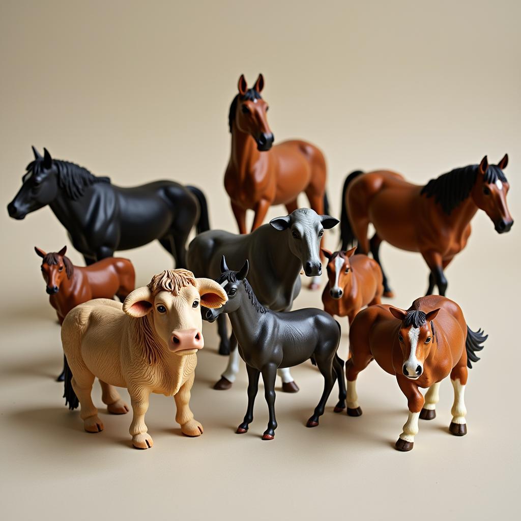 Variety of Carrera Digital bull and horse figures