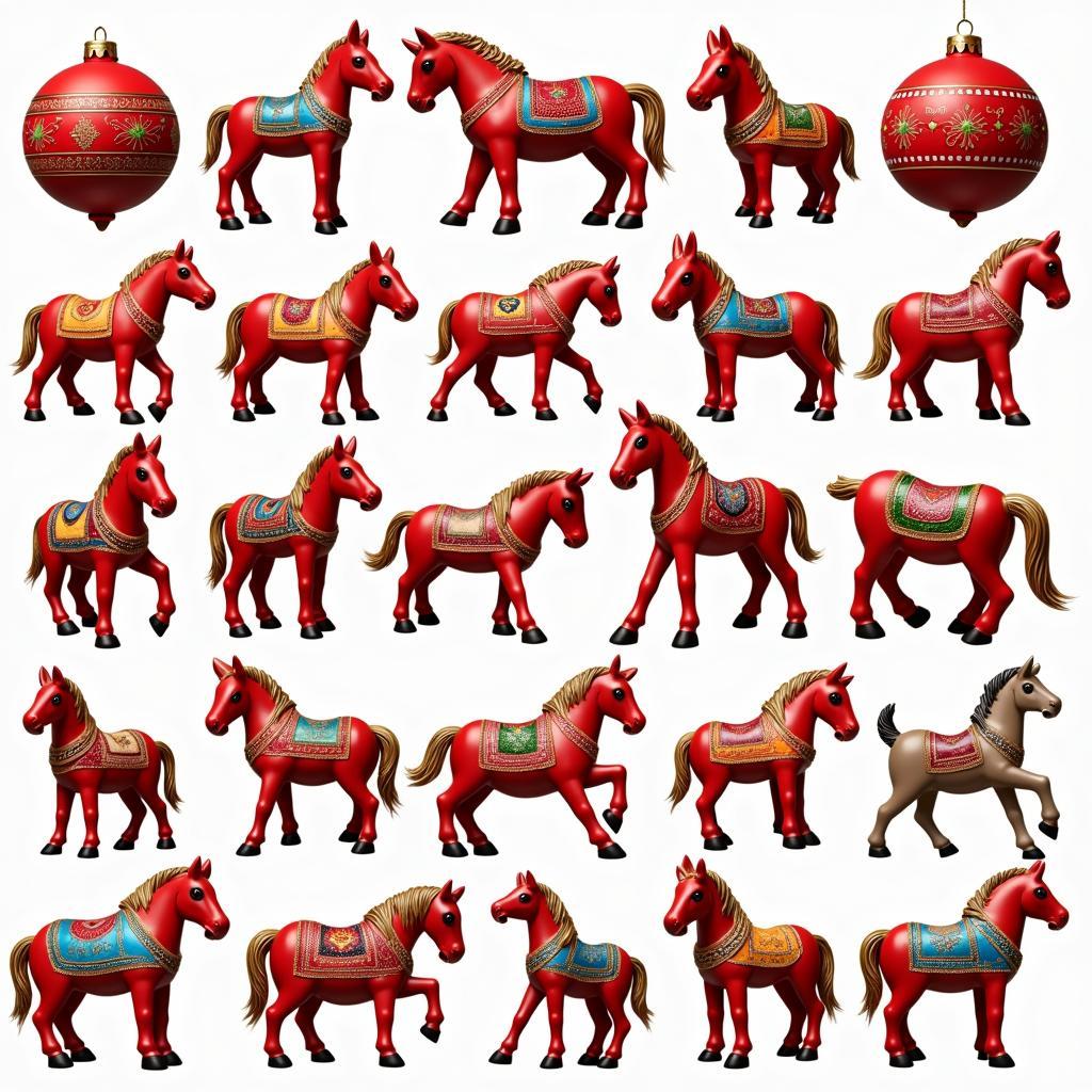 Collection of dala horse ornaments in different styles