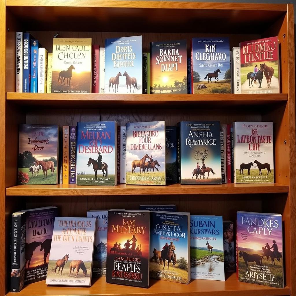 Variety of Horse Romance Books on a Shelf