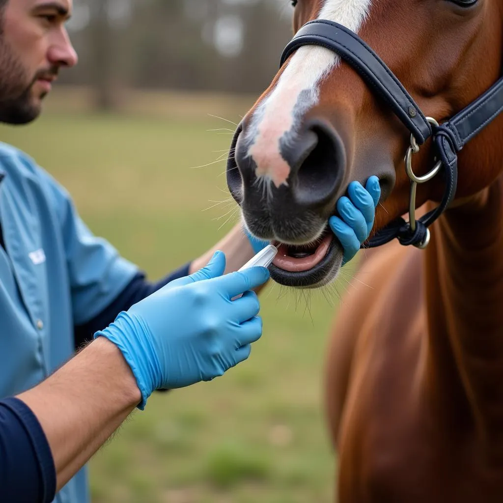 Veterinarian Administering Wormer