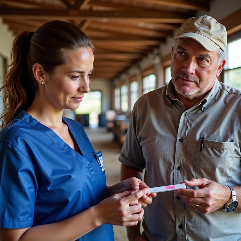 Veterinarian Demonstrating Horse Milk pH Test