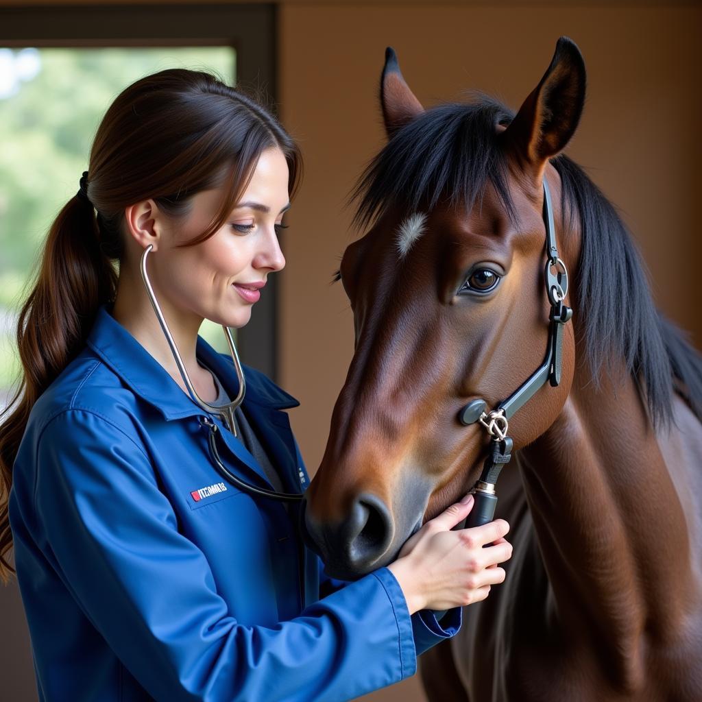 Veterinarian Examining a Horse