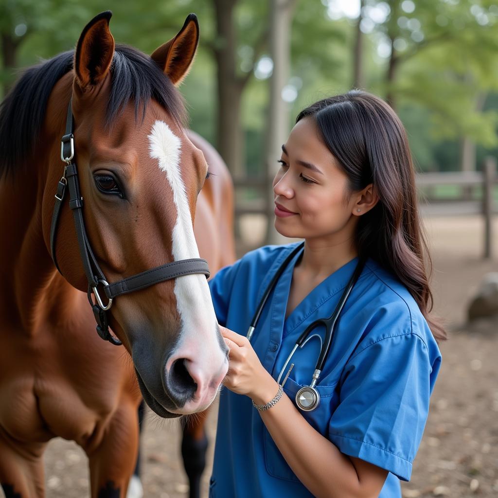  Veterinarian Examining a Horse Before Treatment