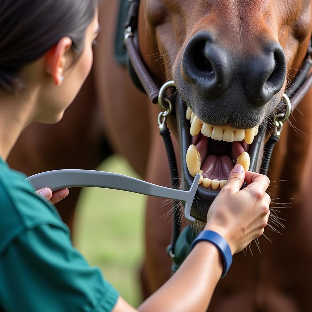 Veterinarian Checking Horse's Teeth