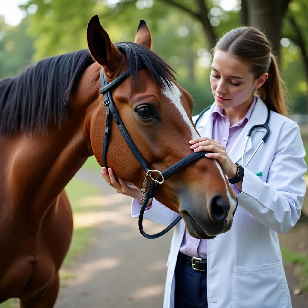  Veterinarian conducting a thorough health check on an Arabian horse