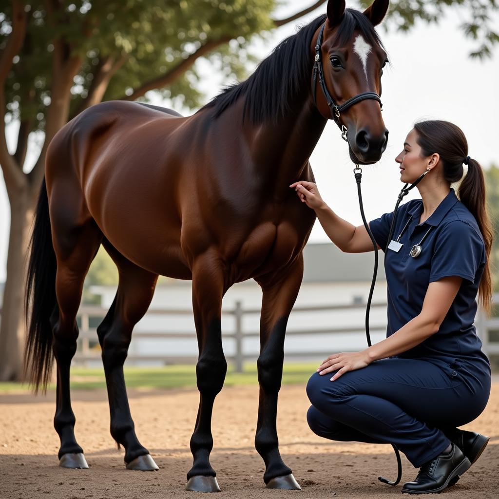 Veterinarian Examining Endurance Horse