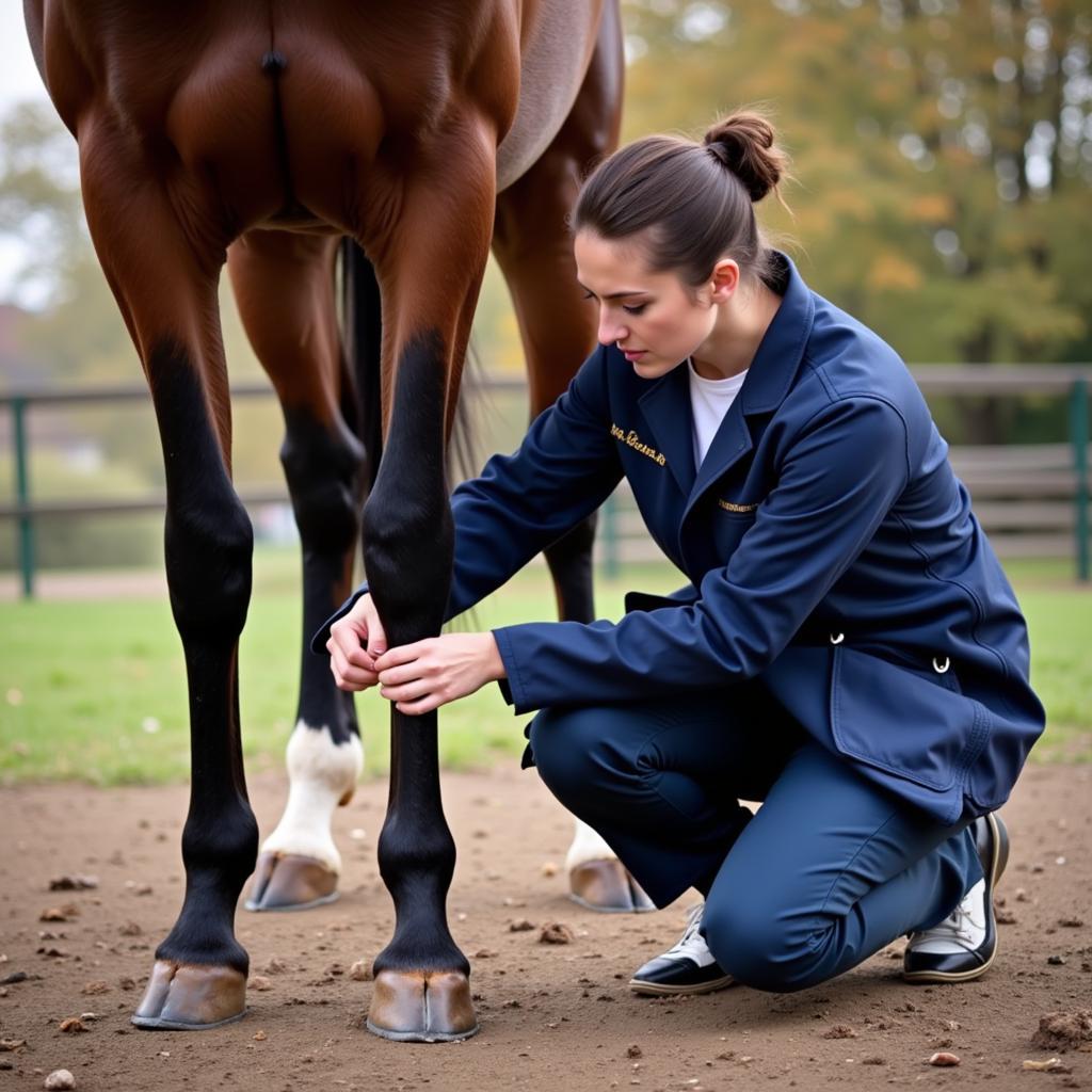 Veterinarian performing a pre-purchase exam