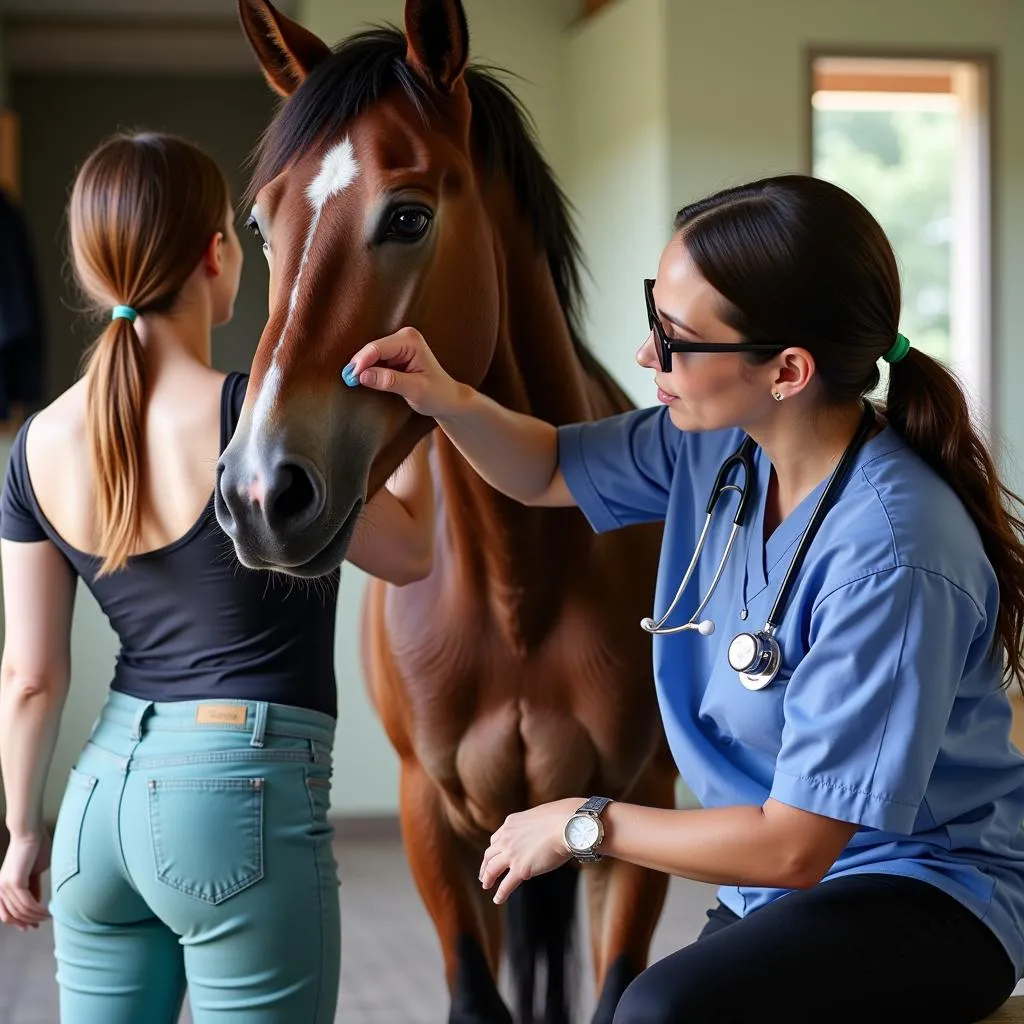 Veterinarian Examining a Horse