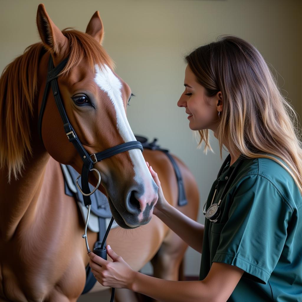 Veterinarian Taking a Horse's Temperature