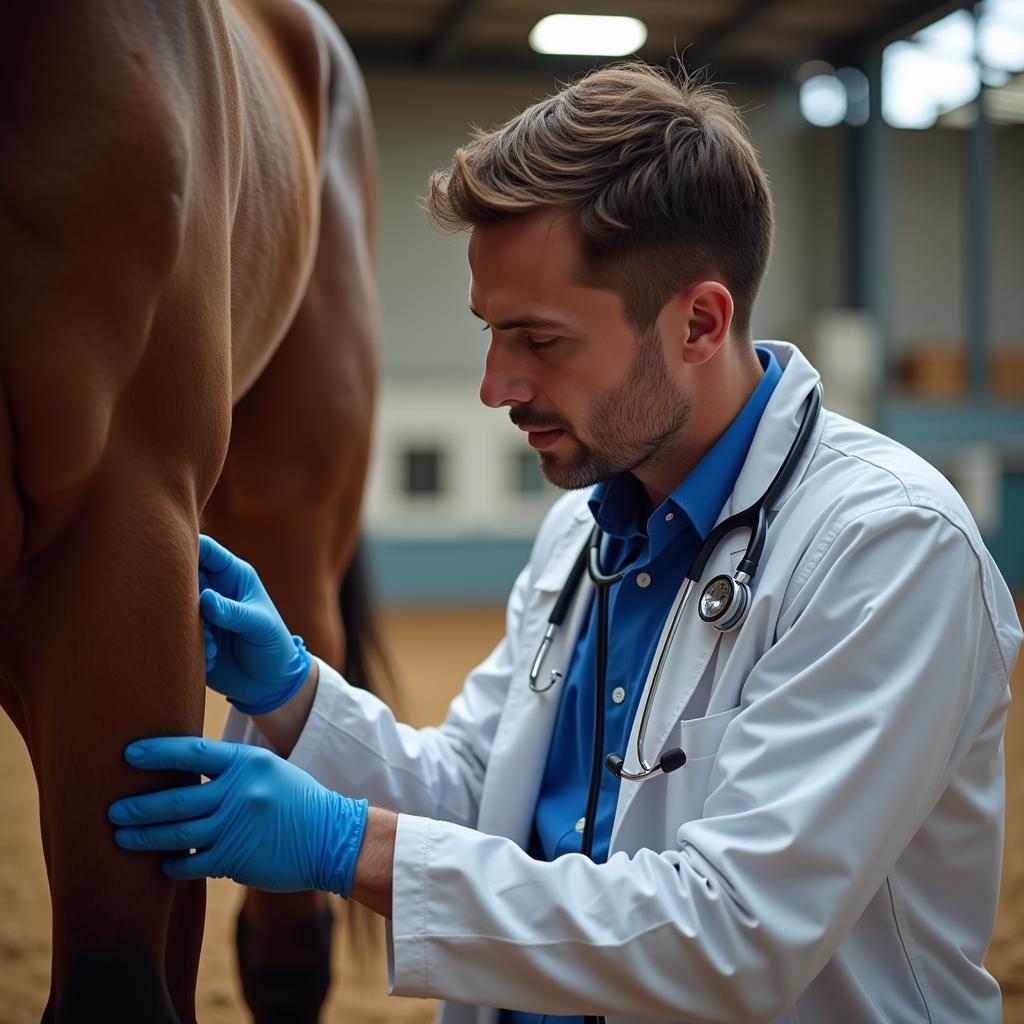 Veterinarian Examining a Horse