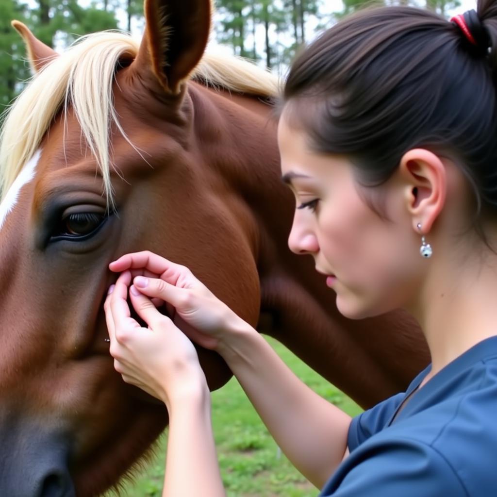 Veterinarian Examining Horse