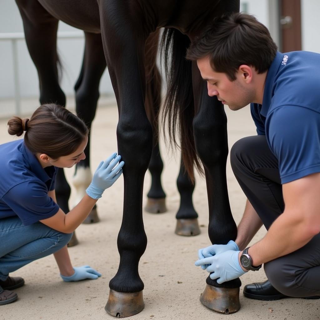 Veterinarian Examining Horse's Legs