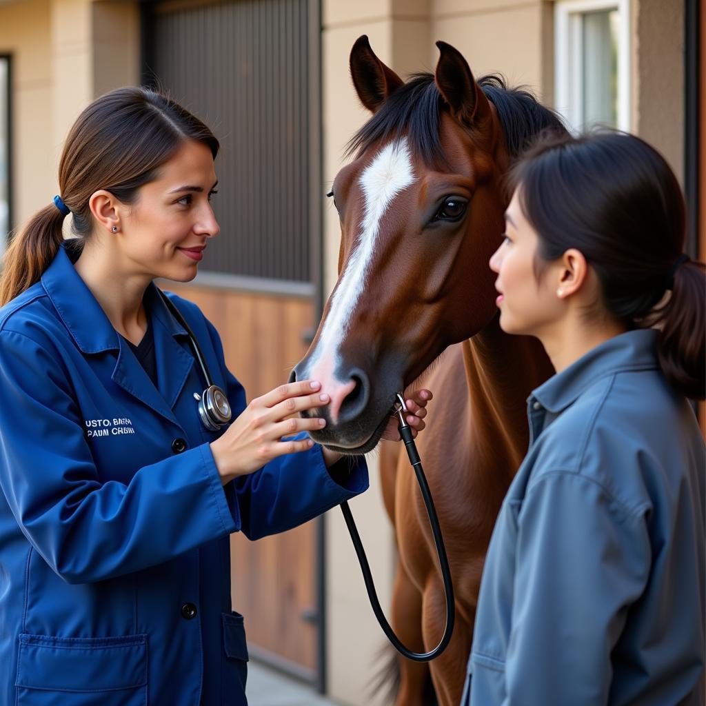 Veterinarian conducting a pre-purchase exam