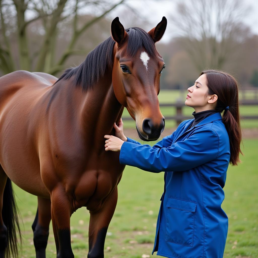 Veterinarian examining a horse's joints