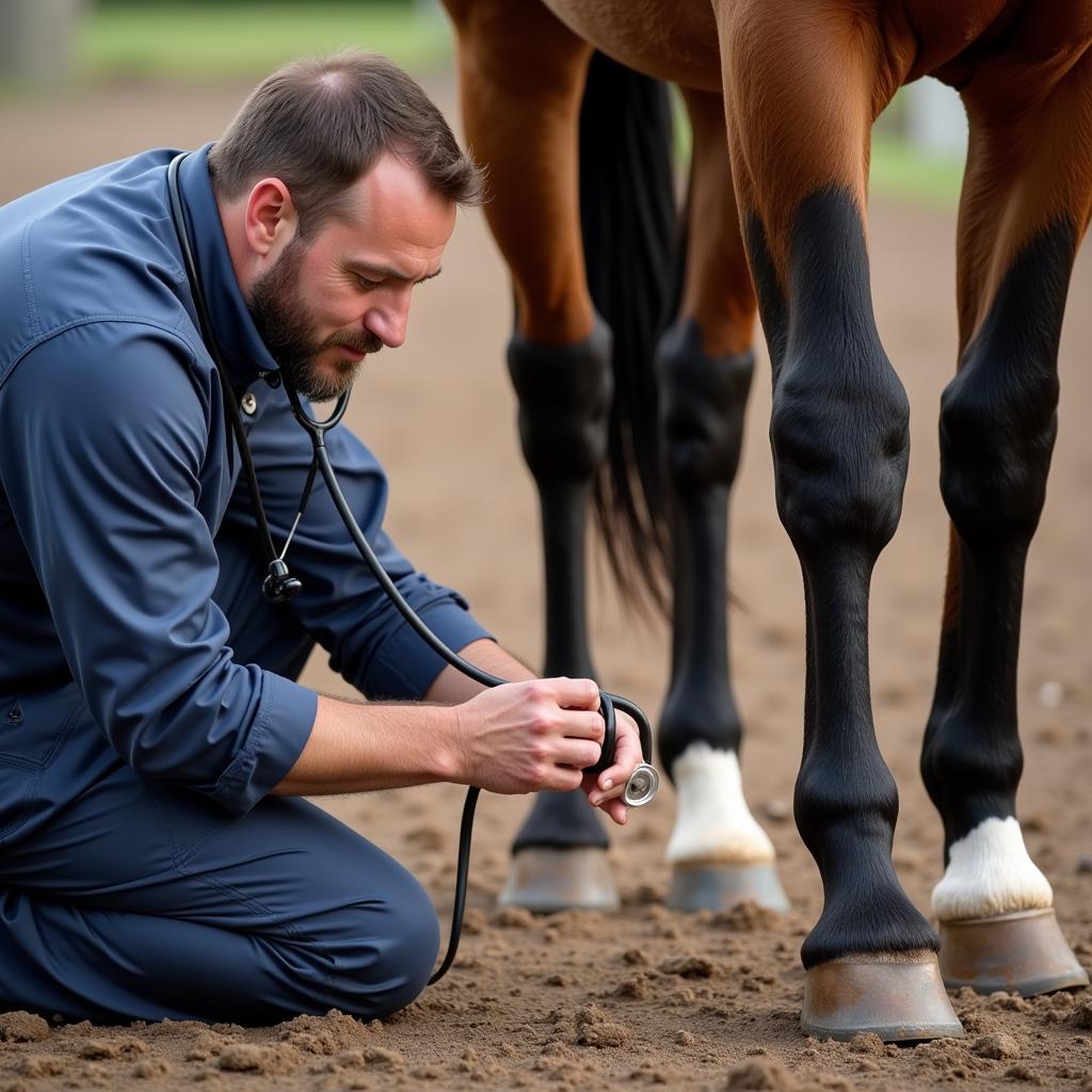 Veterinarian Examining a Horse