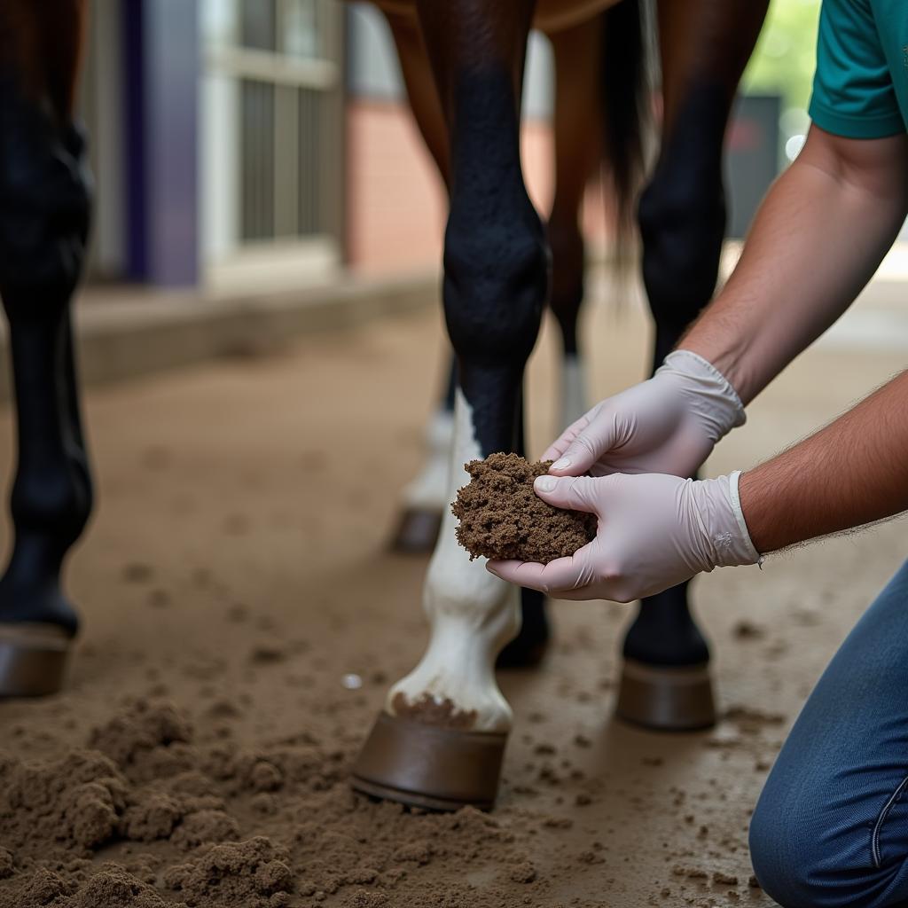 Veterinarian Examining a Horse for Diarrhea