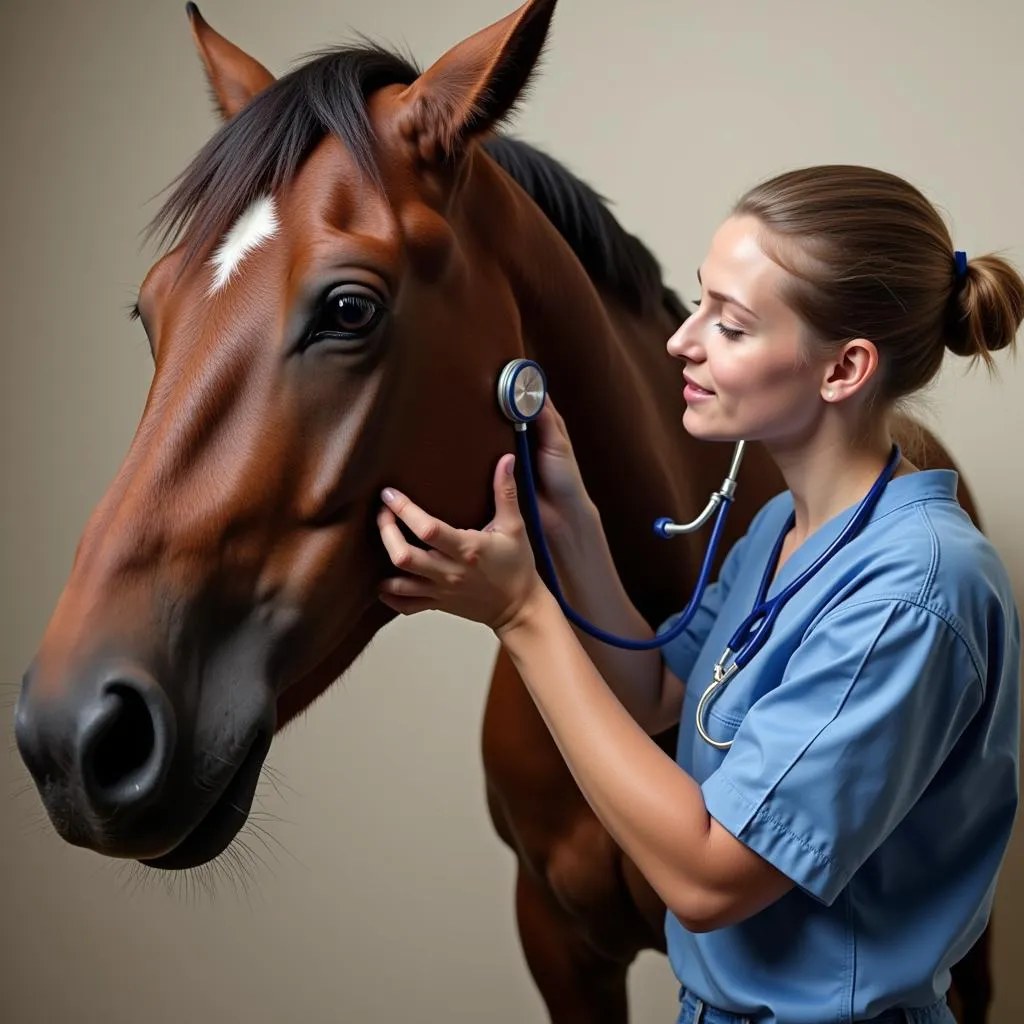 Veterinarian Examining a Horse for Milkshaking