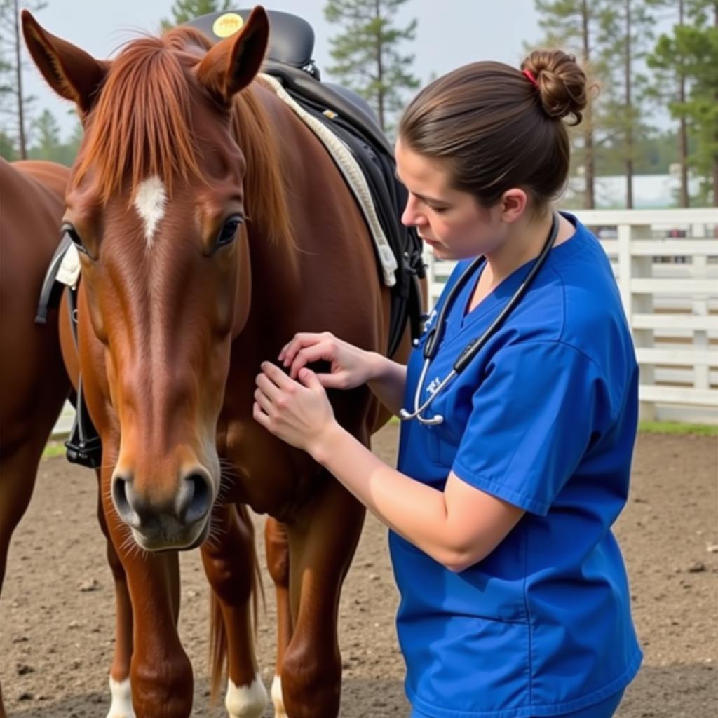 Veterinarian Examining Horse for Paddling