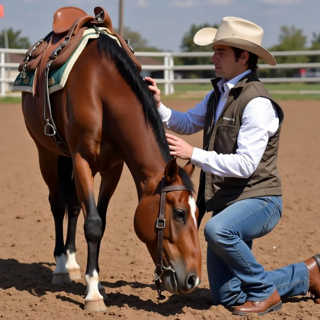 Veterinarian Examining a Horse