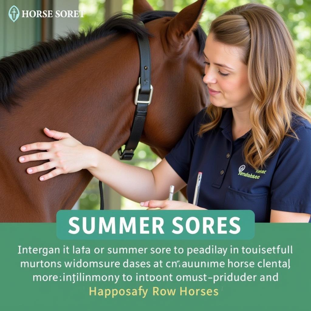 Veterinarian examining a horse for summer sores