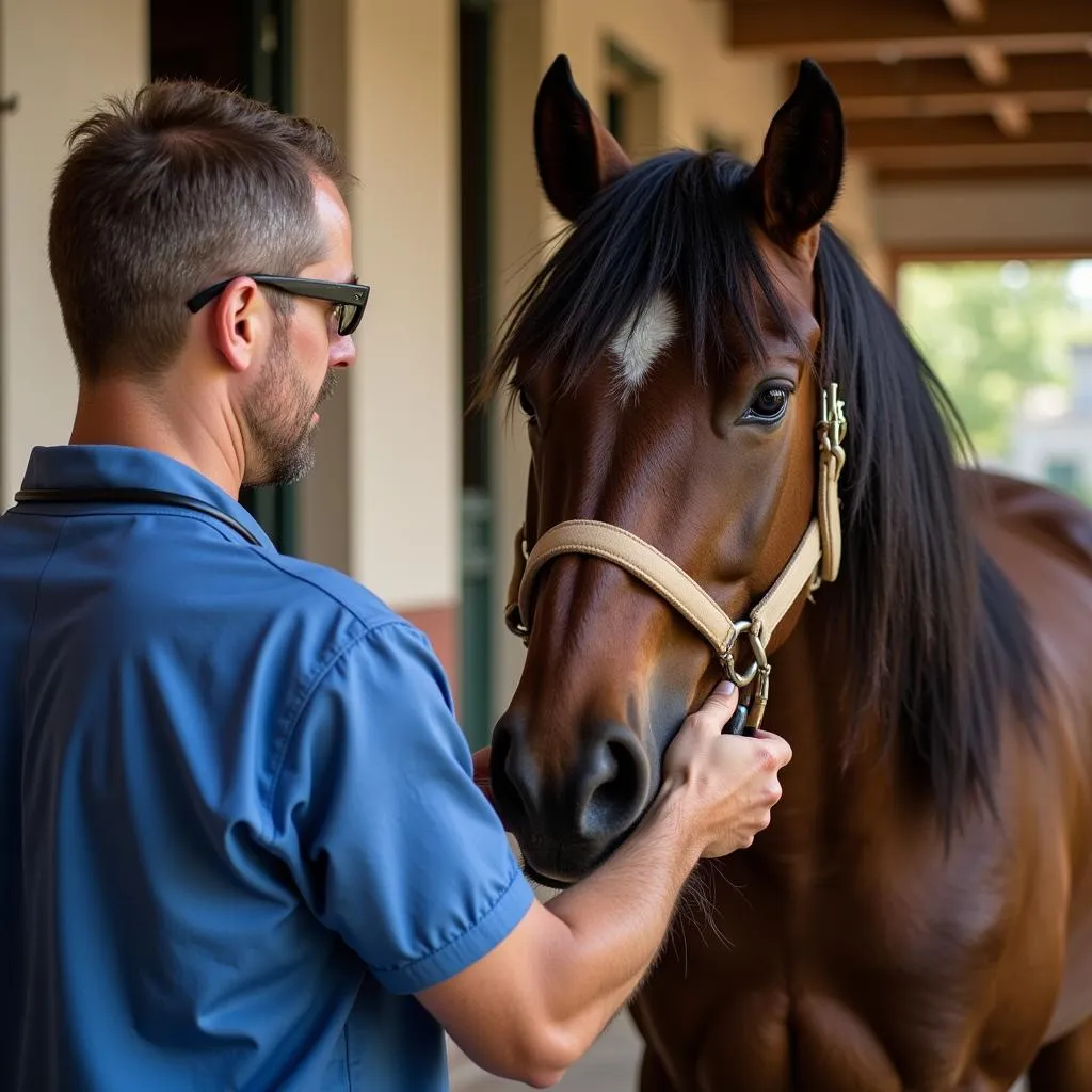 Veterinarian Examining Horse for Supplements