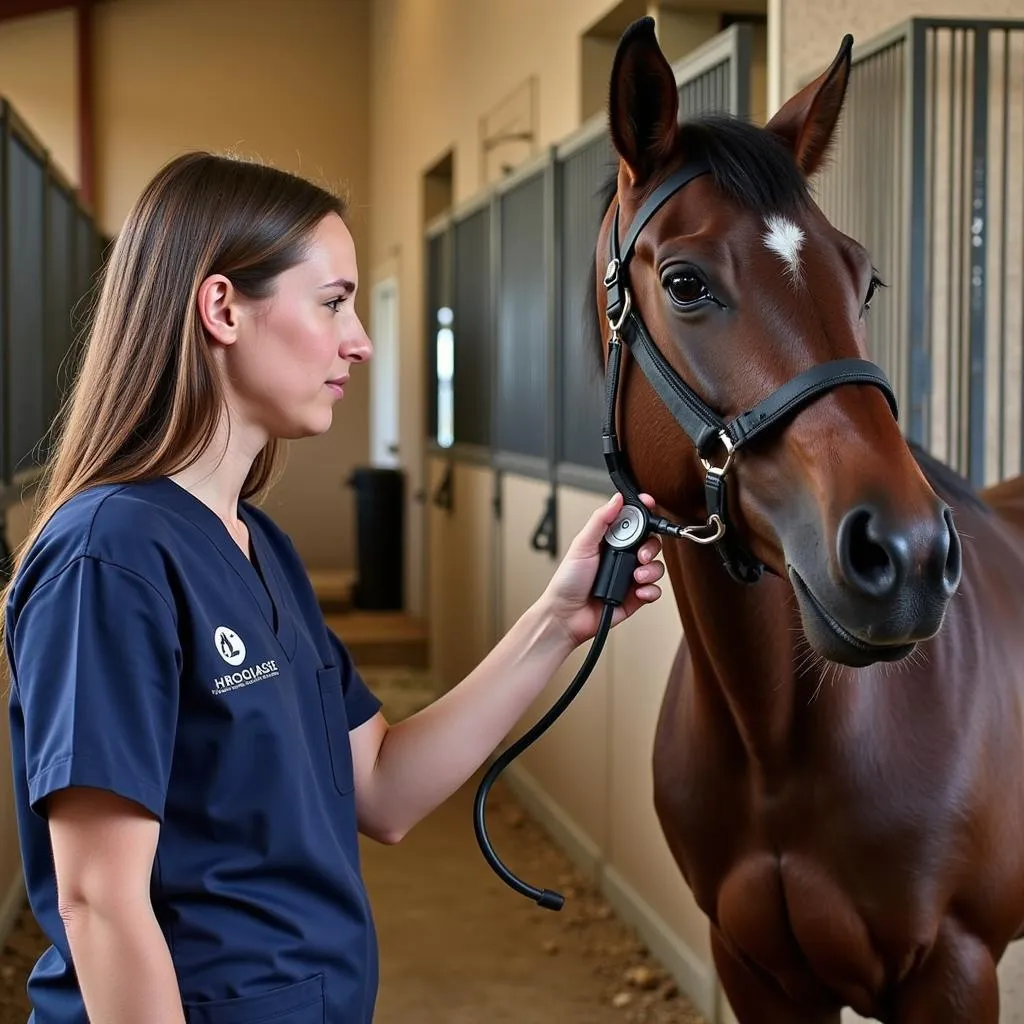  Veterinarian Examining a Horse for Thyro-L Dosage 