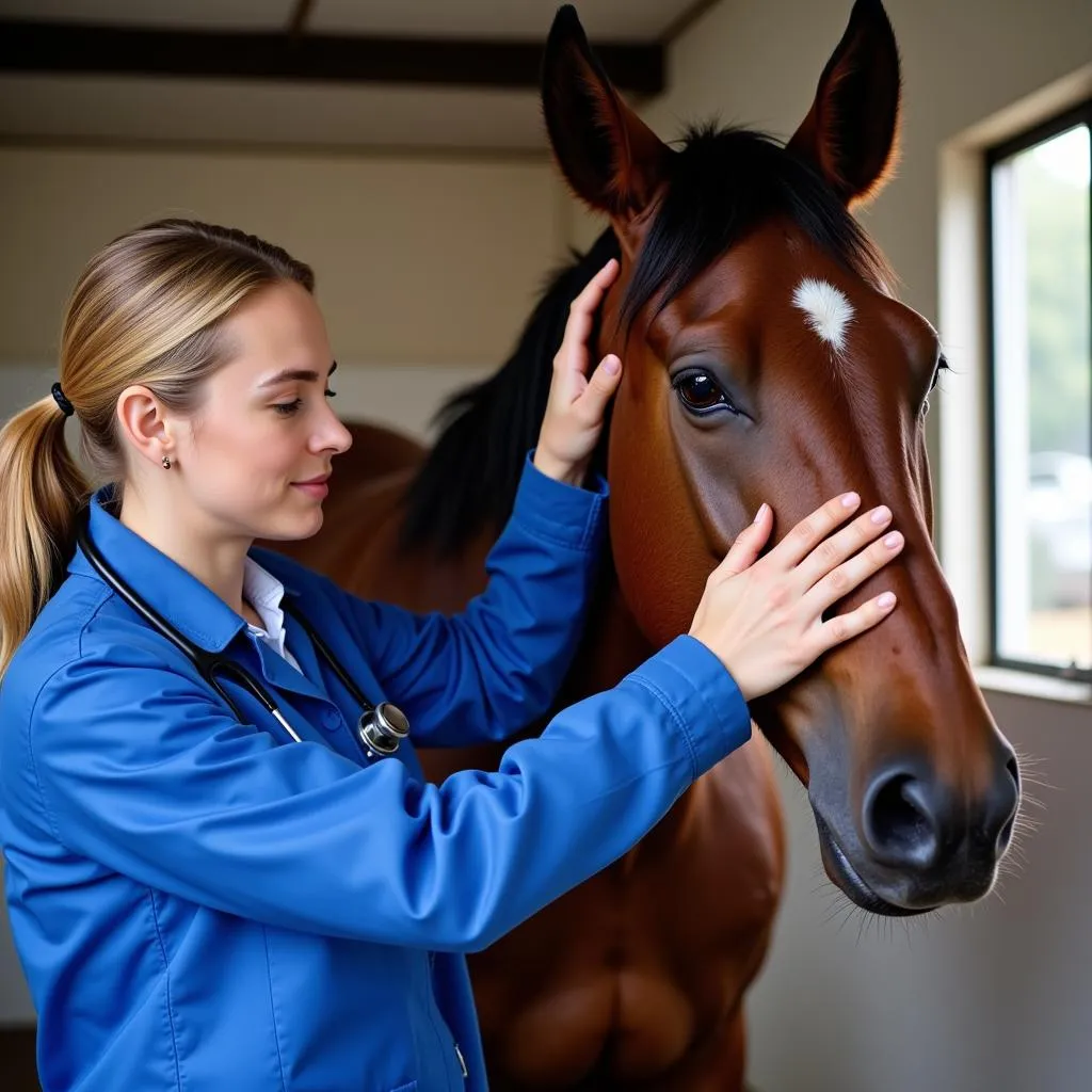 Veterinarian Examining Horse for Travel