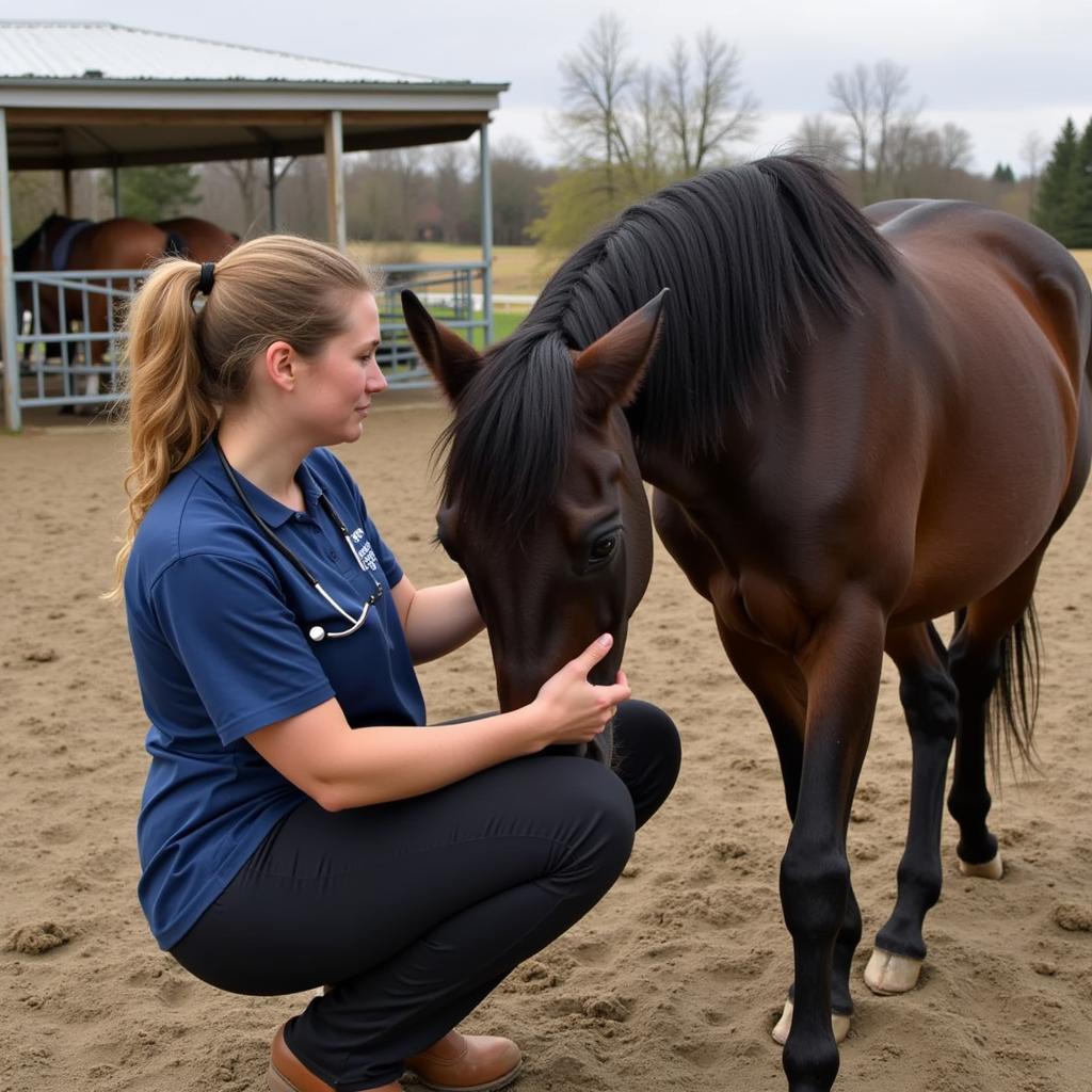 Veterinarian Examining Horse for Vaulting