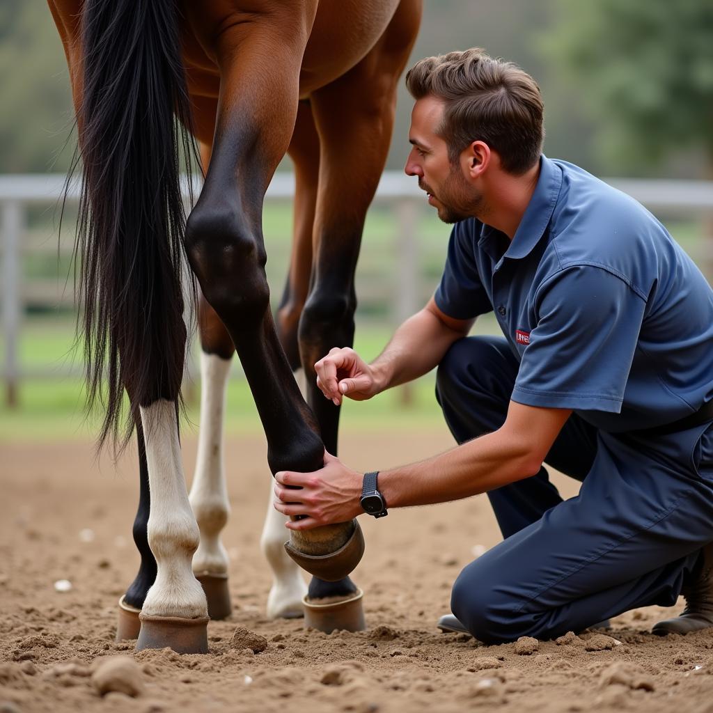 Veterinarian Examining Horse Hock