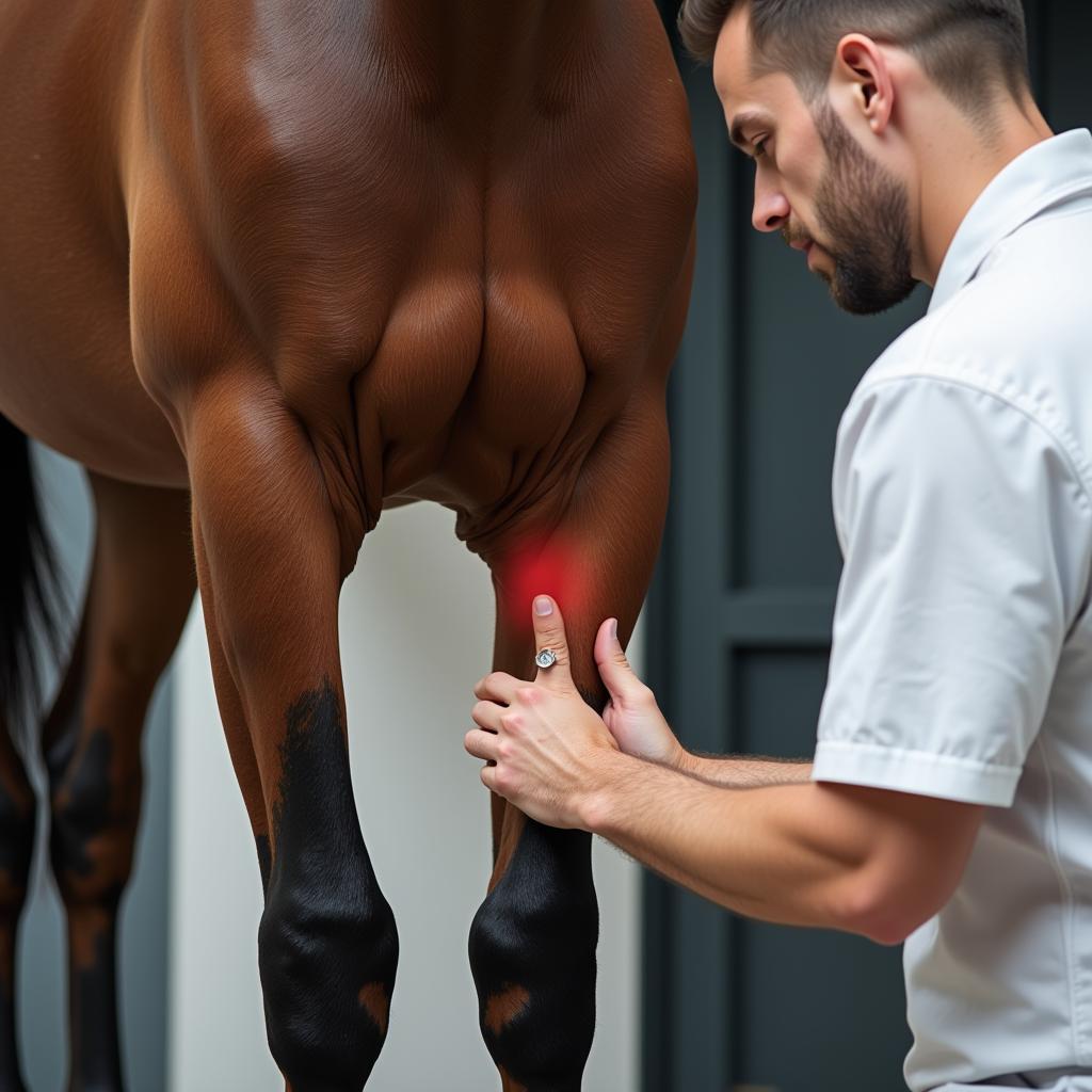 Veterinarian Conducting a Hock Exam