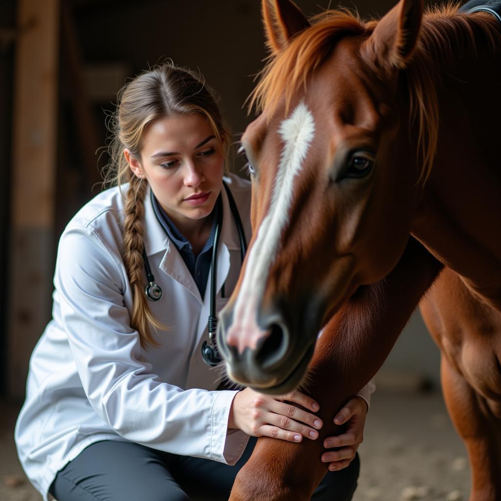 Veterinarian Conducting a Horse Leg Exam