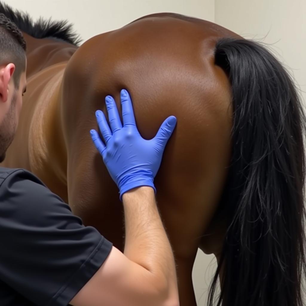 Veterinarian Examining Horse for Muscle Tension